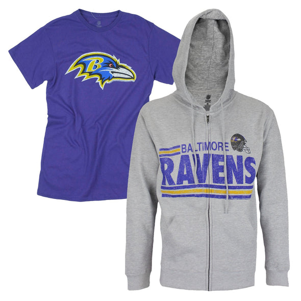 NFL Football Men’s Baltimore Ravens Hoodie and T-Shirt Combo Pack