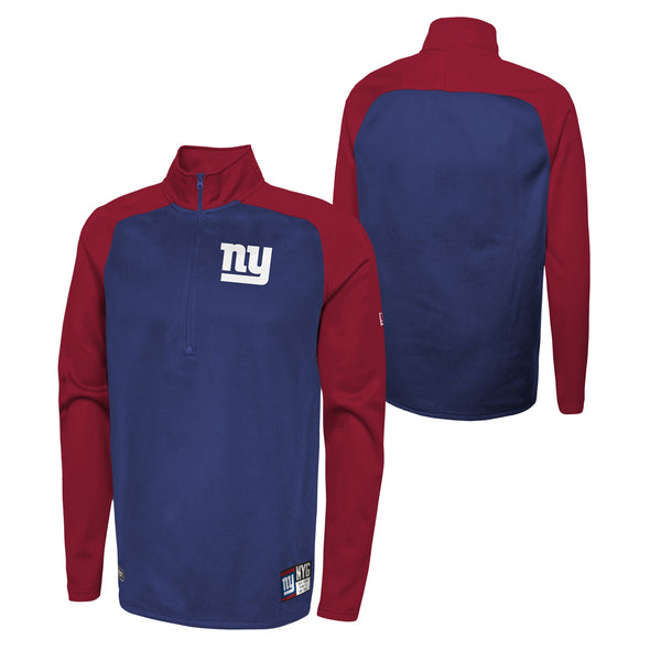 Outerstuff NFL Men's New York Giants O-Line Performance 1/4 Zip Fleece Top