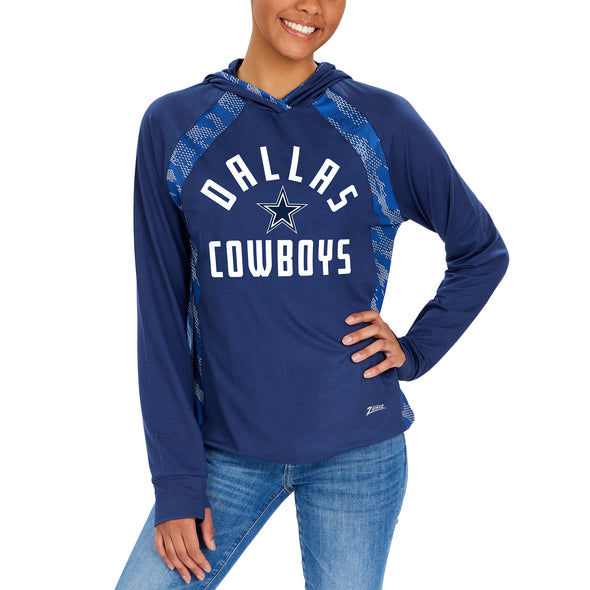 Zubaz NFL Women's Dallas Cowboys Elevated Hoodie W/ Team Color Viper Print