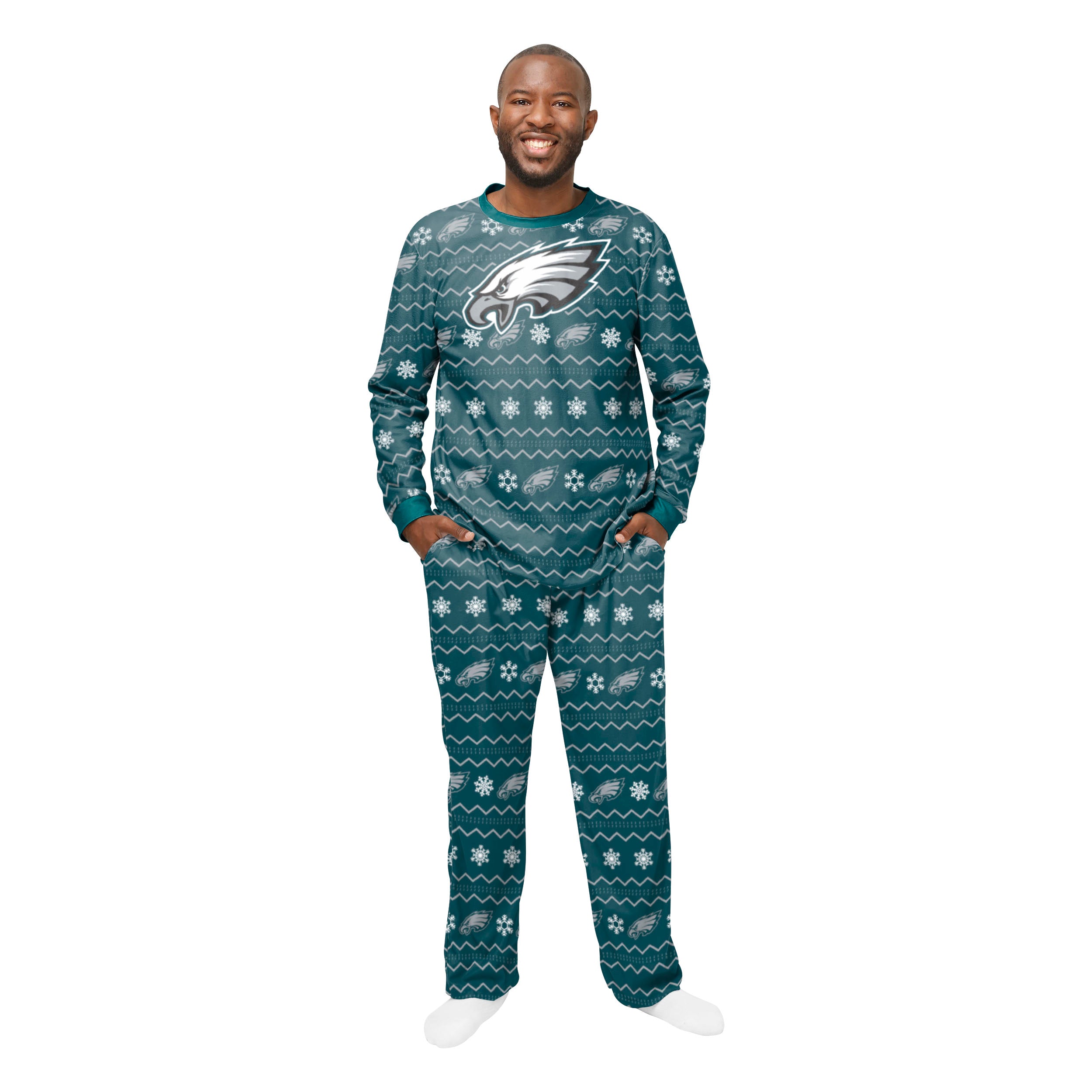 FOCO Men's NFL Philadelphia Eagles Primary Team Logo Ugly Pajama Set