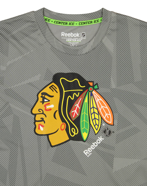 Reebok NHL Hockey Boys Youth Chicago Blackhawks Short Sleeve TNT Frost Tee, Grey