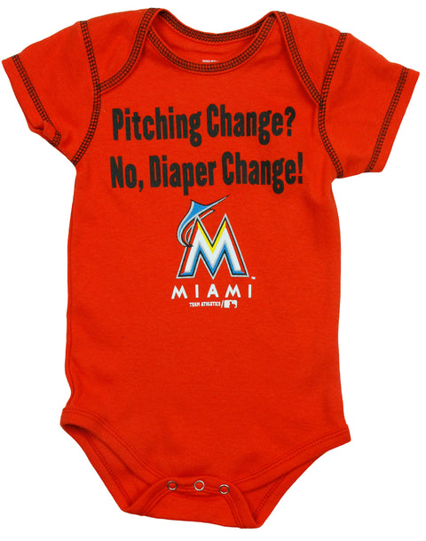 MLB Baseball Infants Miami Marlins 3 Pack Creeper Bodysuit Set, Red/Black/White