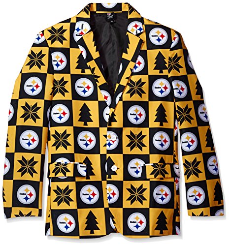 FOCO NFL Men's Pittsburgh Steelers Patches Ugly Business Jacket, Yellow