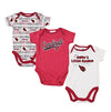 NFL Unisex Baby Infants Arizona Cardinals 3 Piece Bodysuit Set, Red and White