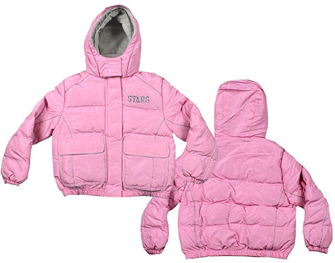 NHL Hockey Youth Girl's Dallas Stars Winter Hooded Jacket, Pink