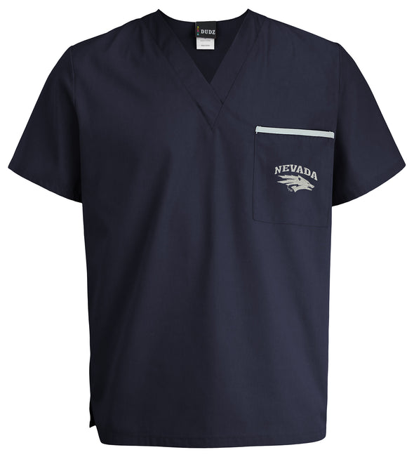 Fabrique Innovations NCAA Unisex Nevada Wolfpack Team Color Scrub Top