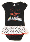 Outerstuff MLB Infant Miami Marlins Play With Heart Creeper, Bib & Bootie Set