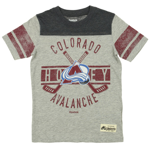 Reebok NHL Youth Colorado Avalanche "Lineage" Short Sleeve Slub Tee, Gray