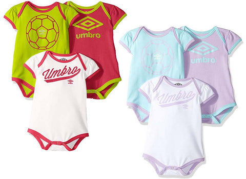Umbro Infant Girls Fangirl 3 Pack Creeper Set, Color Options
