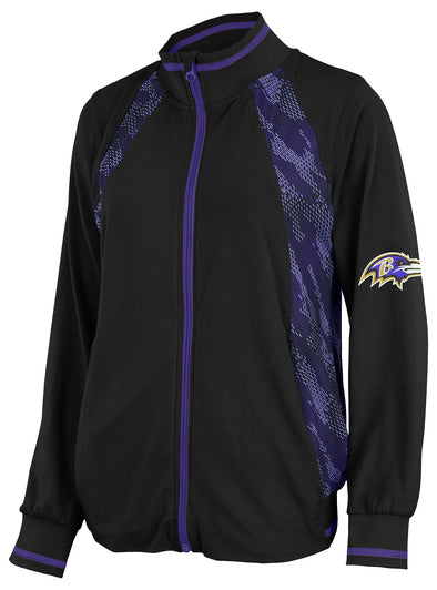 Zubaz NFL Women's Baltimore Ravens Elevated Full Zip Viper Accent Jacket