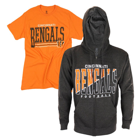 NFL Football Men’s Cincinnati Bengals Hoodie and T-Shirt Combo Pack