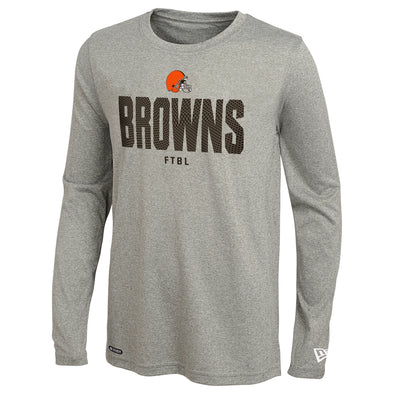 New Era NFL Cleveland Browns Dri-Tek Heathered Grey Long Sleeve Tee