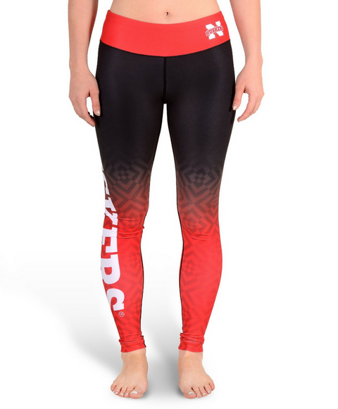 NCAA Women's Nebraska Huskers Gradient Print Leggings, Black