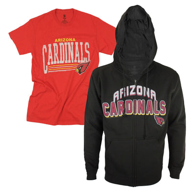 NFL Football Men’s Arizona Cardinals Hoodie and T-Shirt Combo Pack