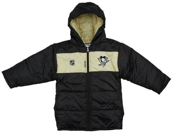 Reebok NHL Little Boys Kids Pittsburgh Penguins Center Ice Bubble Winter Jacket, Black