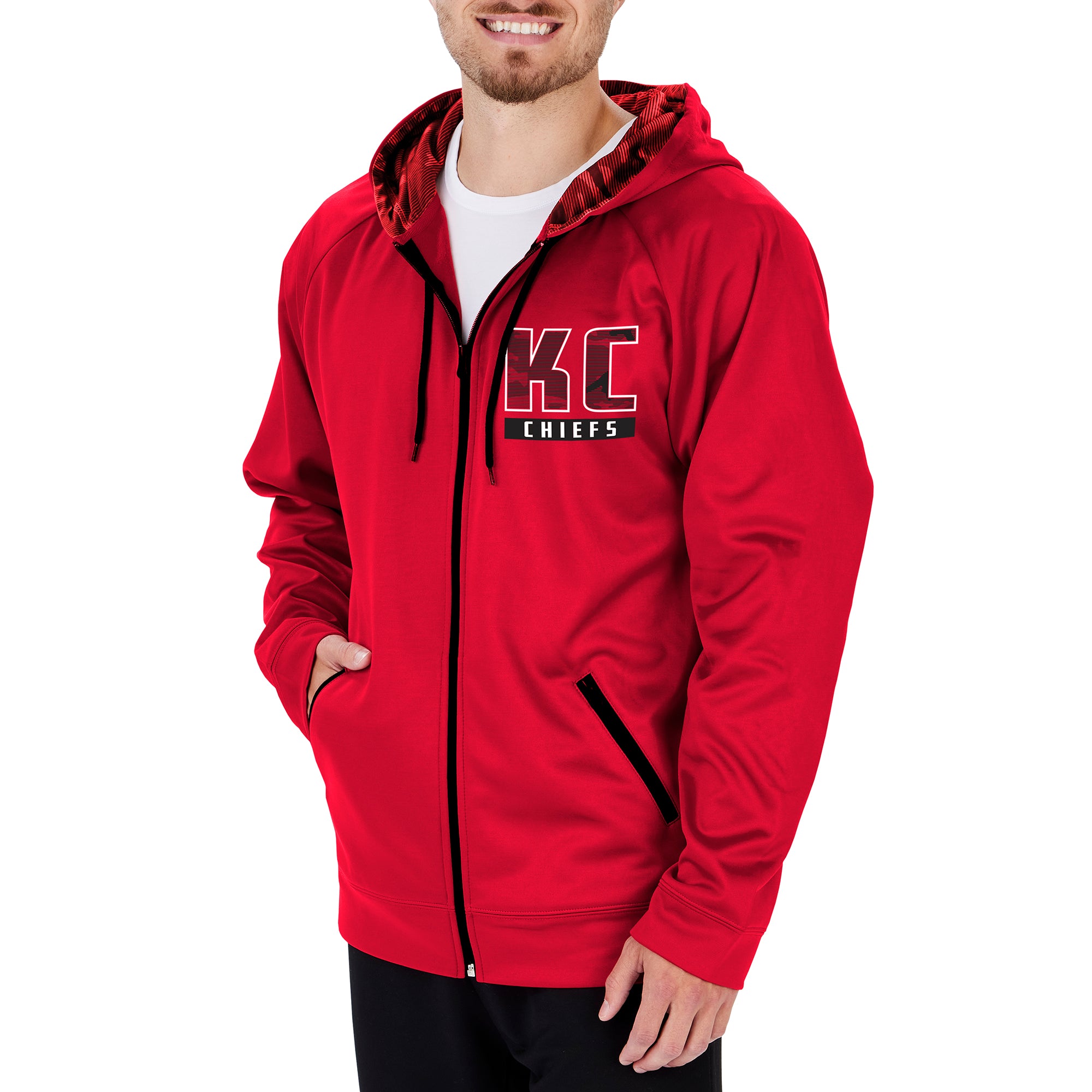 Zubaz Men's Color Hoodie with Team Camo Sleeves