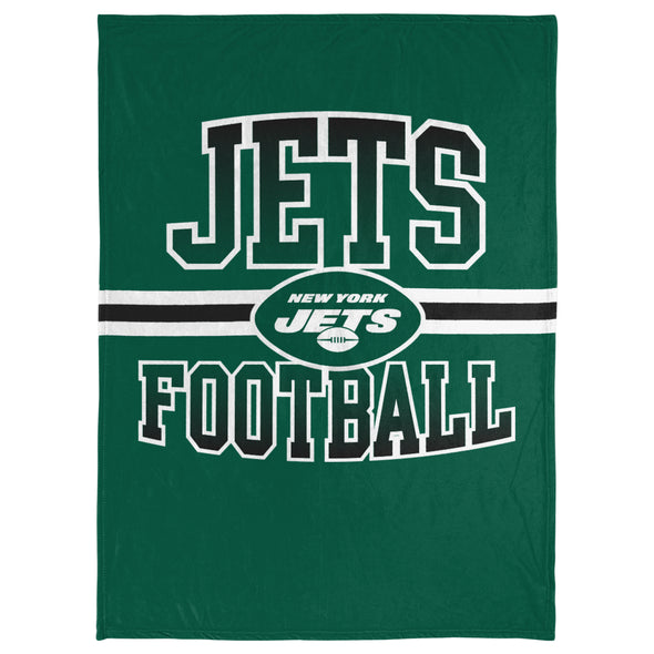 FOCO NFL New York Jets Stripe Micro Raschel Plush Throw Blanket, 45 x 60