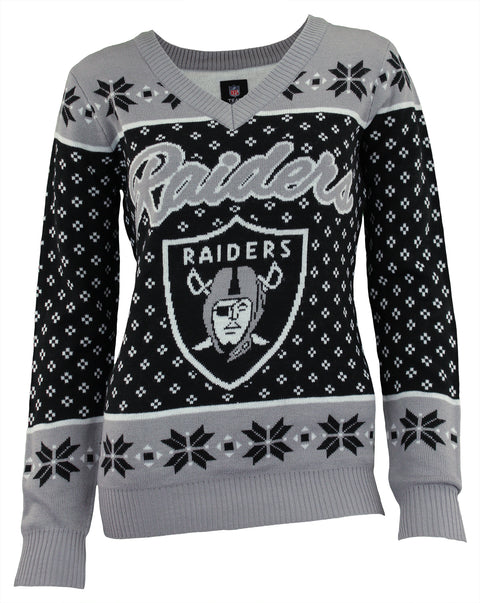 FOCO NFL Women's Oakland Raiders 2016 Big Logo V-Neck Sweater