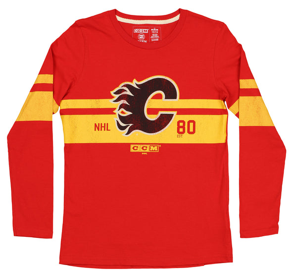 CCM NHL Youth Boys (8-20) Calgary Flames Legendary Long Sleeve Shirt