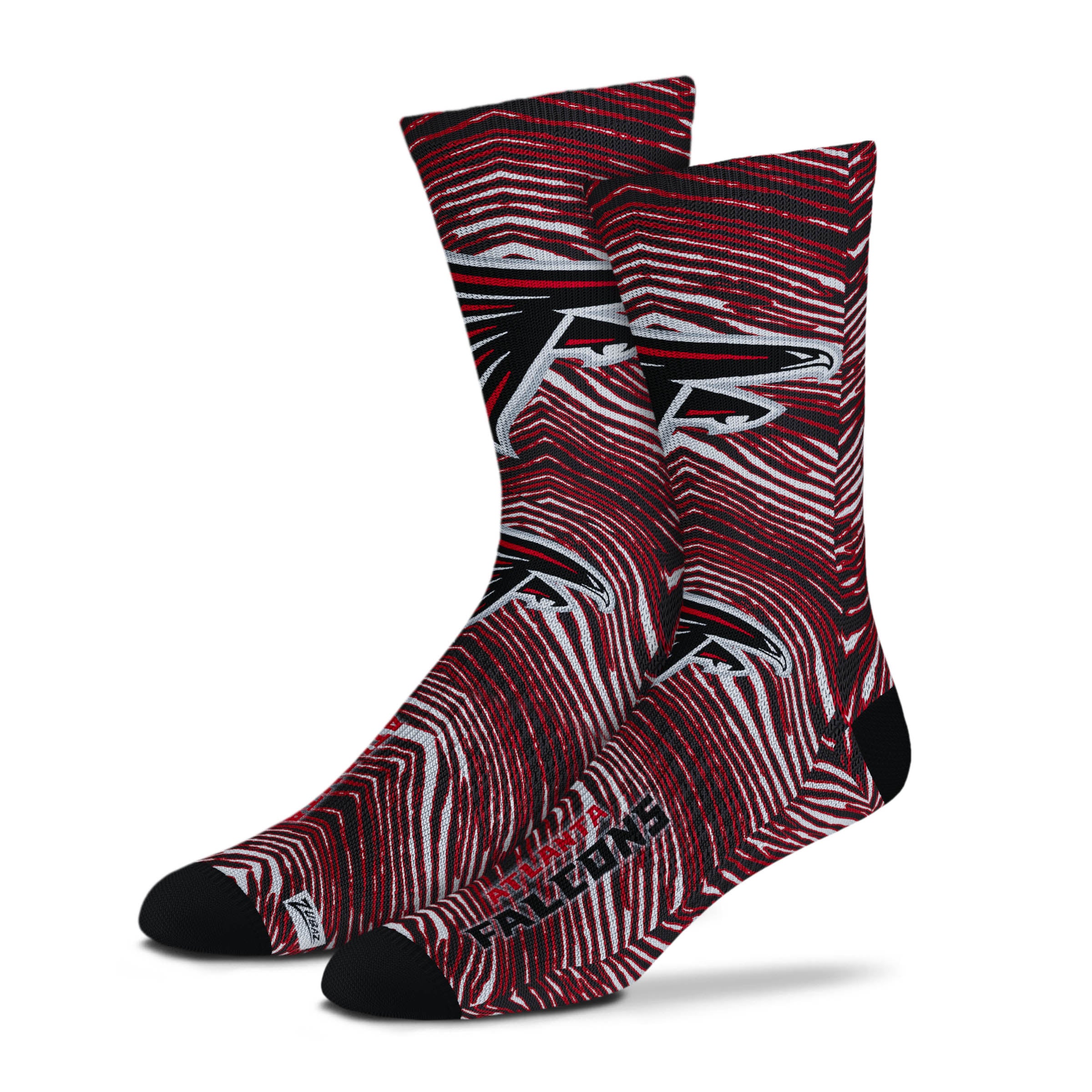 Officially Licensed NFL Atlanta Falcons Zubaz Fever Socks, Youth Size | for Bare Feet