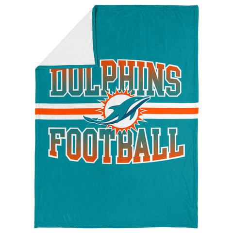 FOCO NFL Miami Dolphins Stripe Micro Raschel Plush Throw Blanket, 45 x 60