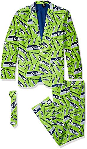 FOCO NFL Men's Seattle Seahawks Repeat Logo Ugly Business Suit - 3 Piece Set