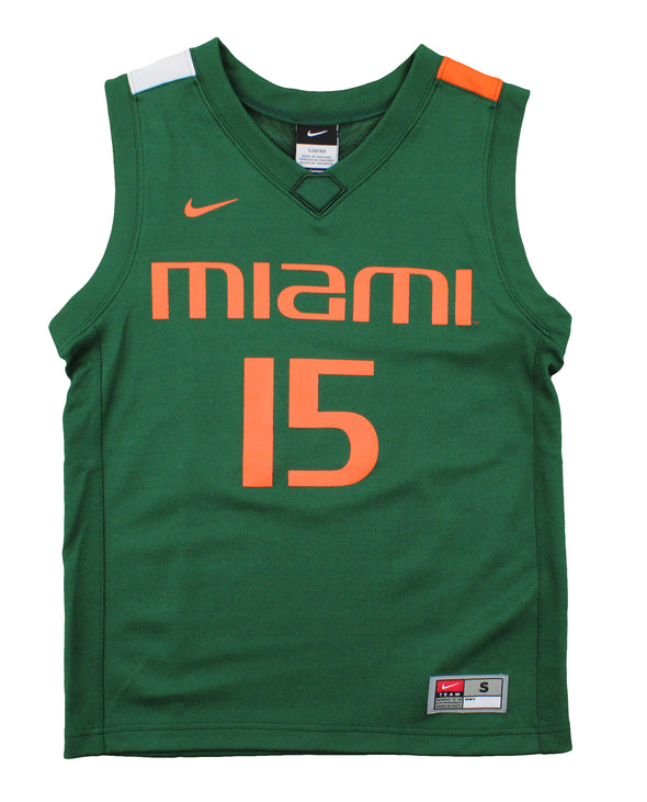 Nike NCAA Youth Boys Miami Hurricanes #15 Basketball Jersey, Green