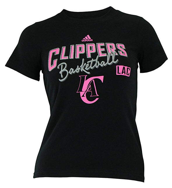 Adidas NBA Youth Girls Los Angeles Clippers Glitter Courtside Tee, Black