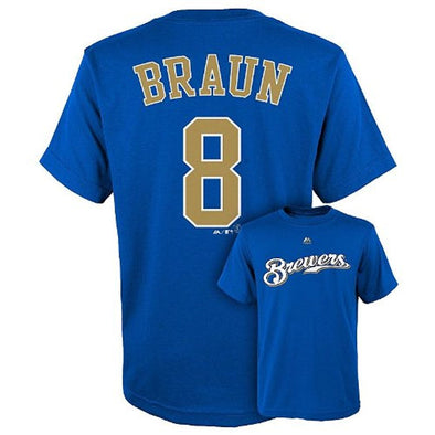 Outerstuff MLB Youth Milwaukee Brewers Ryan Braun #8 Player Tee T-Shirt