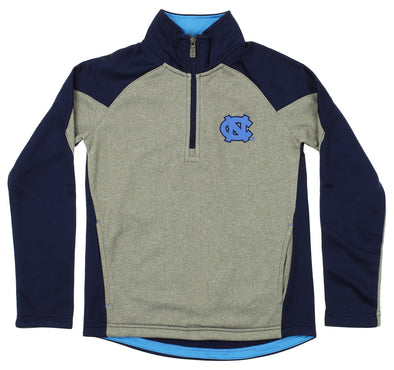 OuterStuff NCAA Youth North Carolina Tar Heels Helix 1/4 Zip Track Jacket, Grey