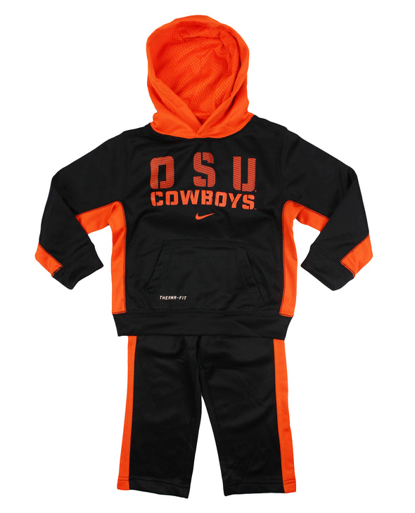 Nike NCAA Toddler OSU Oklahoma State Cowboys 2-piece Hoody and Pants, Black/Orange