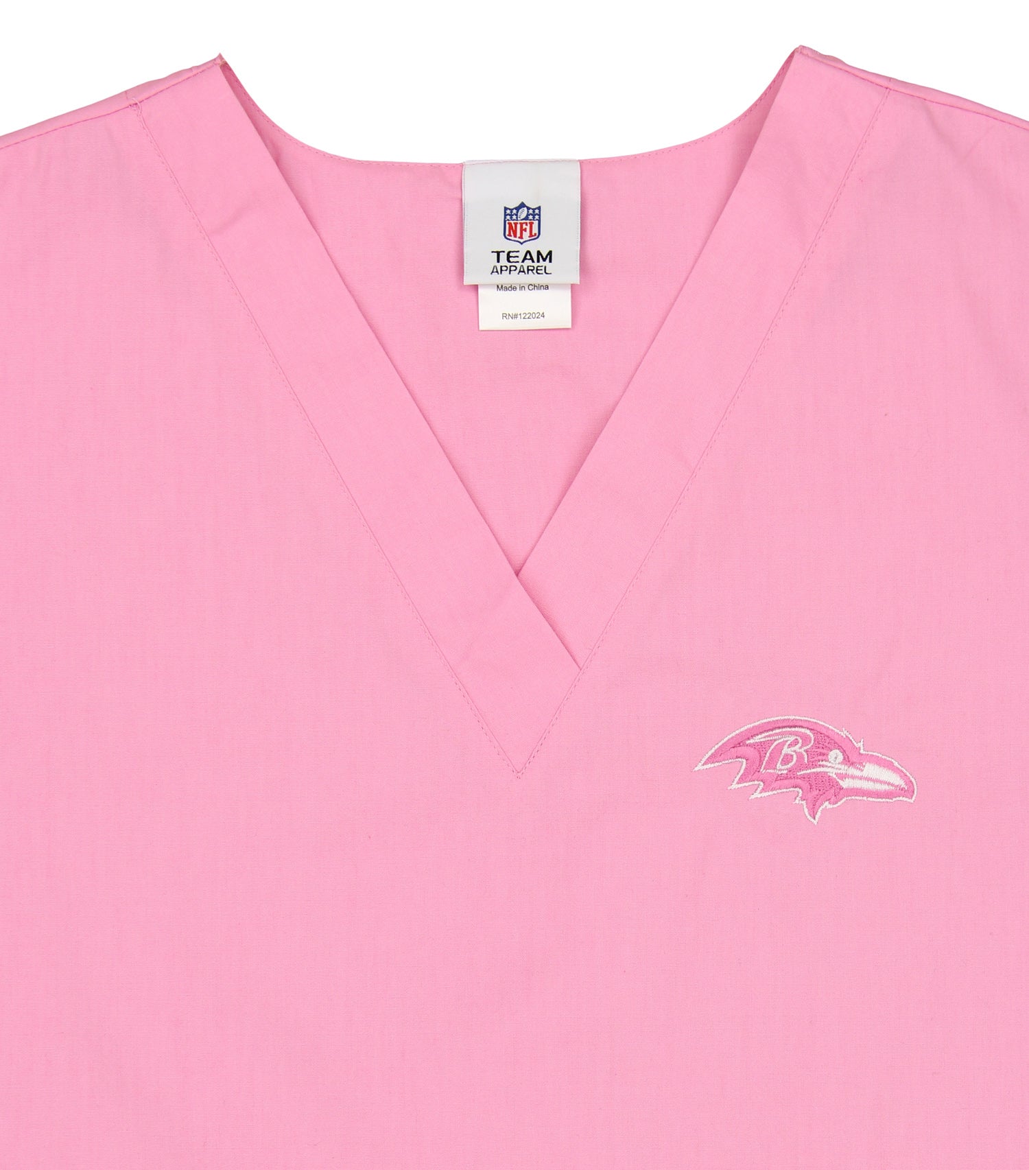 Fabrique Innovations NFL Unisex Baltimore Ravens Breast Cancer Awareness Scrub Top