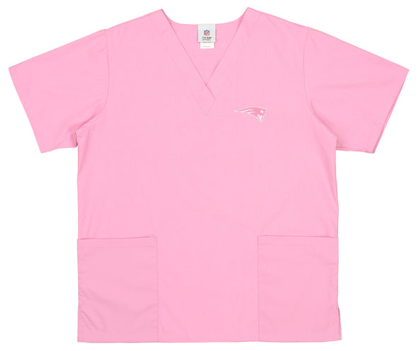 Fabrique Innovations NFL Unisex New England Breast Cancer Awareness Scrub Top