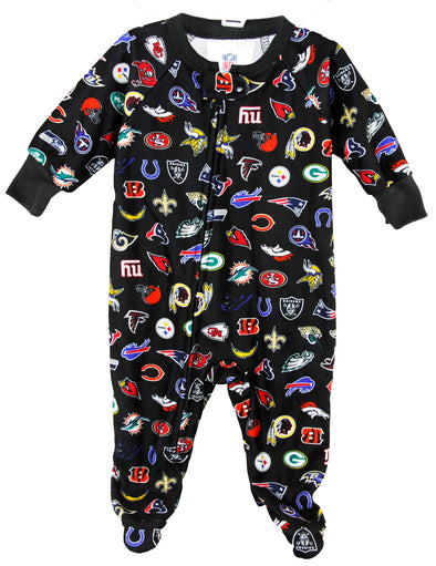 Gerber NFL Football Infant Baby Printed Blanket Footed Football Sleeper - Black