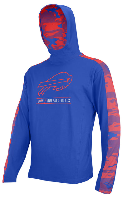Zubaz NFL Men's Buffalo Bills Team Color Block 1/4 Camo Lines Zip Hoodie