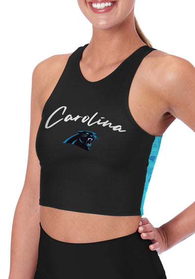 Certo By Northwest NFL Women's Carolina Panthers Crosstown Midi Bra, Black