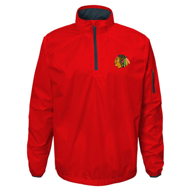 Outerstuff Chicago Blackhawks NHL Boys' Youth (8-20) Alpha Performance 1/4 Zip Jacket, Red
