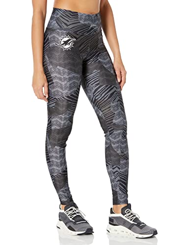 Zubaz Women's Miami Dolphins Tonal Black Patchwork Zebra Legging