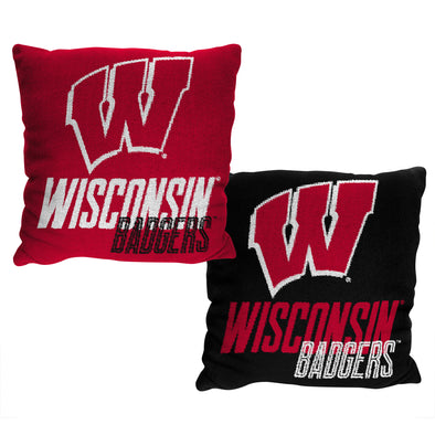 Northwest NCAA Wisconsin Badgers Reverb Double Sided Jacquard Accent Throw Pillow, 20x20