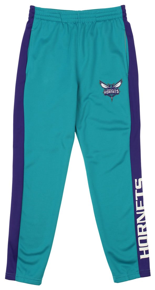 OuterStuff NBA Youth Boys Side Stripe Slim Fit Performance Pant, Charlotte Hornets