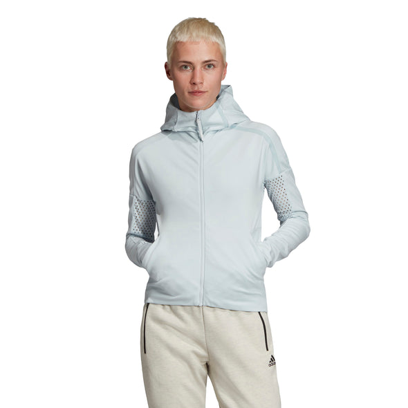 Adidas Women's Z.N.E. HD Fast Release Mesh Zip Up Hoodie, Blue Tint