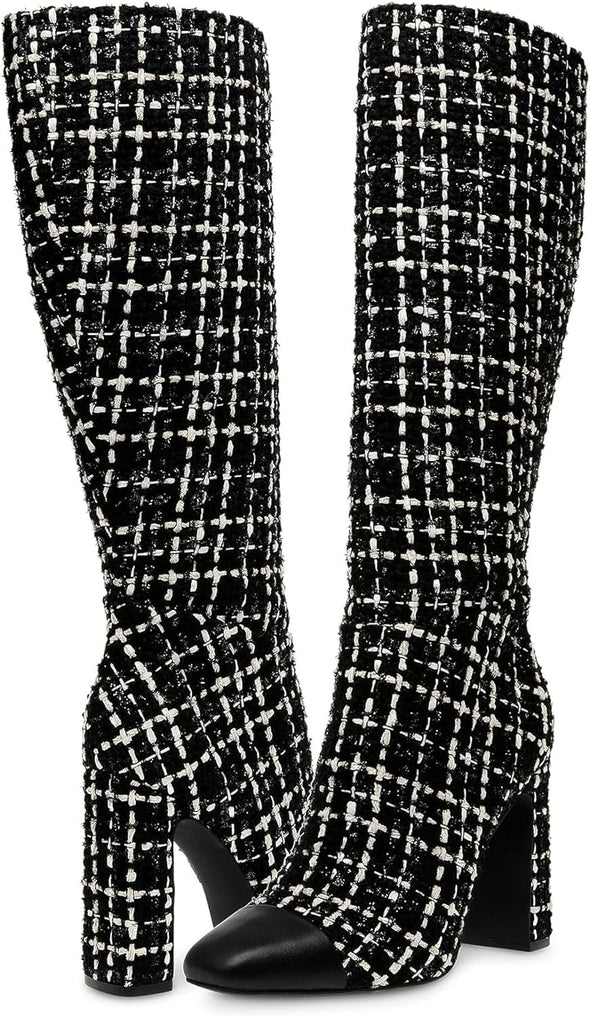 Steve Madden Women's Ally Knee High Boot, Black Multi