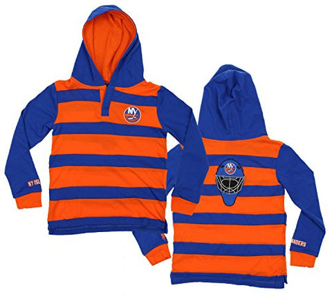 KLEW NHL Youth New York Islanders Striped Rugby Pullover Shirt
