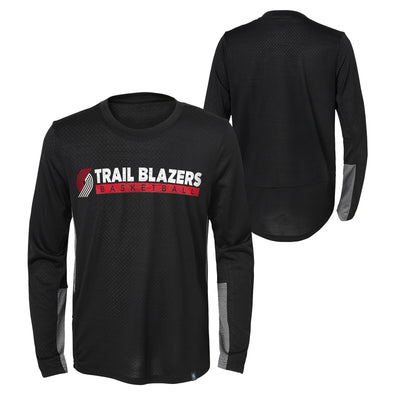 Outerstuff Portland Trail Blazers NBA Little Boys (4-7) Covert Long Sleeve Performance T-Shirt, Black