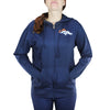 Denver Broncos NFL Womens Double Coverage Full Zip French Terry Hoodie, Navy