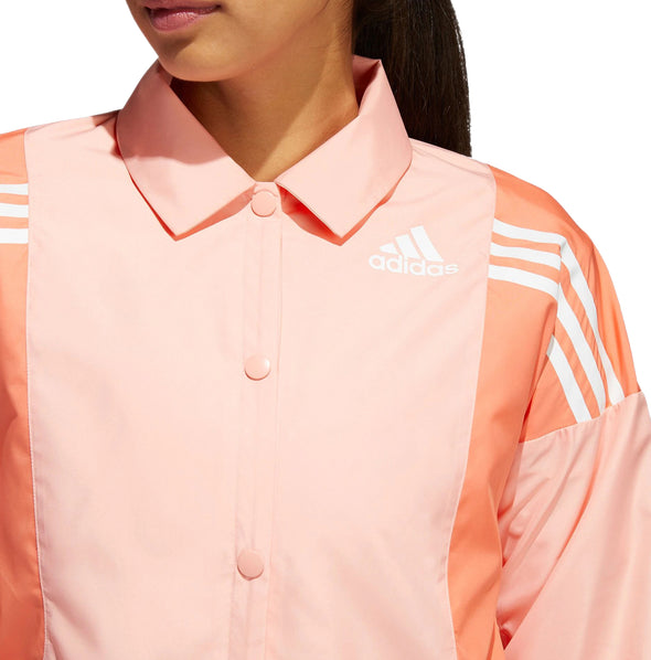 Adidas Women's 3-Stripes Athletic Lightweight Jacket, Glow Pink