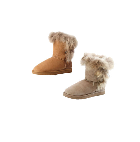 Koolaburra Women's Trishka Short Fur Slip On Ankle Snow Boot, 2 Colors
