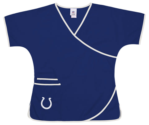 Fabrique Innovations NFL Women's Indianapolis Colts Team Logo Wrap Scrub Top