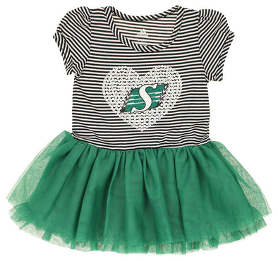 Adidas Saskatchewan Roughriders CFL Girls Kids Sequin Tutu Dress, Green/Black