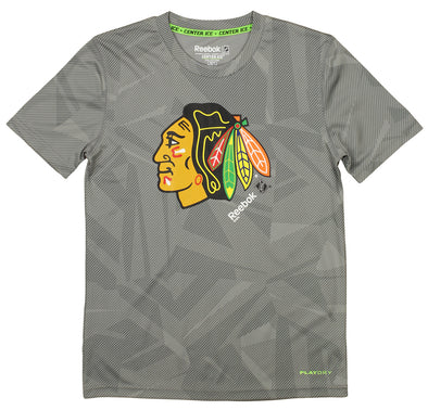 Reebok NHL Hockey Boys Youth Chicago Blackhawks Short Sleeve TNT Frost Tee, Grey